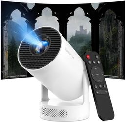 new Mini Projector with Wifi and Bluetooth, Support 4K, Portable Projector, 5W Sound Base Speaker, 200 ANSI, Android, Auto Vertical Keystone 210° Rota