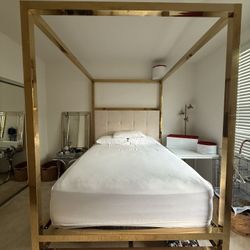 King size Gold Metal Canopy Bed