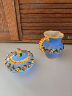 Hand-Painted Ceramic Creamer and Sugar Bowl Set