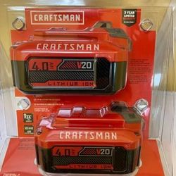 CRAFTSMAN V20 20-Volt Max 2-Pack 4 Amp-Hour Lithium Power Tool Battery 