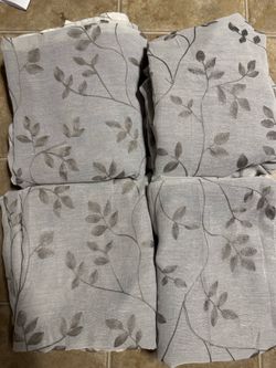 Set of 4 botanical leaf print blackout curtains