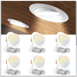 Amico Paquete de 6 luces empotrables LED de cardán 5CCT de 6 pulgadas, luz descendente direccional de globo ocular ajustable de 360°&90°, regulable, 2