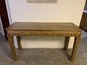 Vintage Ornately Carved Console / Entry Table 60” x 20” x 33.75”