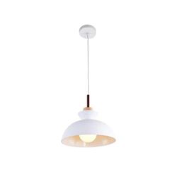1 -Light White Single Dome Pendant with Metal Shade