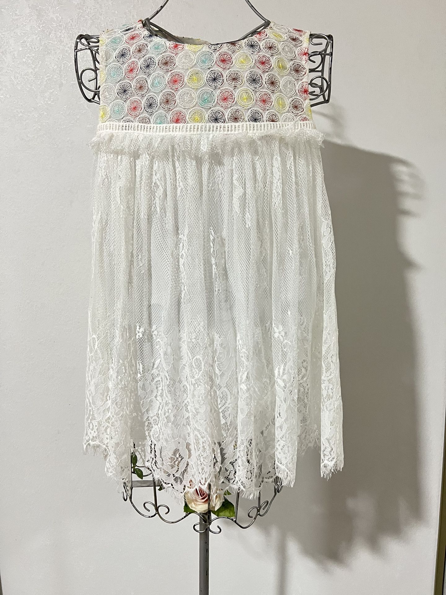 V Cristina Blouse Top Extra Large Ivory Lace Size S