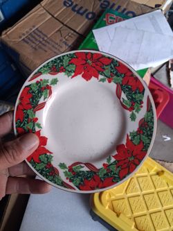 Christmas Poinlsettia Holly Ceramic Plate