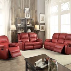 Brand New Red Leather 3pc Reclining Sofa Set