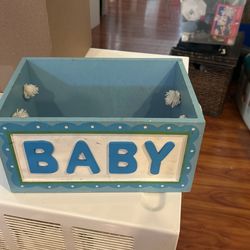 Wooden Type Supply Crate For Baby’s Room Vintage With Rope Handles Blue
