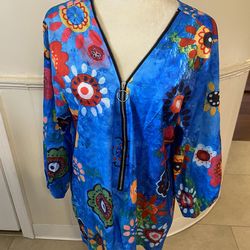 New In Bag Woman’s Miss Look 3/4 Sleeve Zipper Top Size 2X