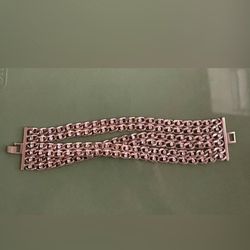 Vintage Gold Tone Multi Chain Crystal Bracelet
