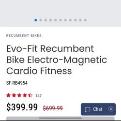 Evo-Fit Recumbent Bike Electro-Magnetic Cardio Fitness