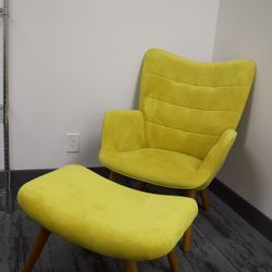Yellow Accent Chair With Ottoman