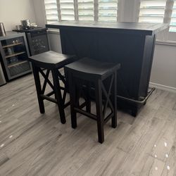 Bar with storage and stools