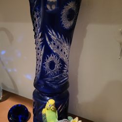 Antique blue Louboutin Crystal  Large Vase