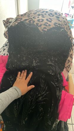 Black Evening Gown With Sequin Detail