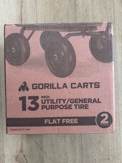 Gorilla Carts 13 Inch No Flat Replacement Wheel, Pneumatic Flat Free Cart Tires for Utility Garden Cart, Wheelbarrow, Dolly, Hand Truck, & Wagon (2 Pa