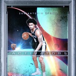 2025-26 Topps Chrome Dylan Harper Activators RC Aqua Refractor #/199 Spurs PSA 9