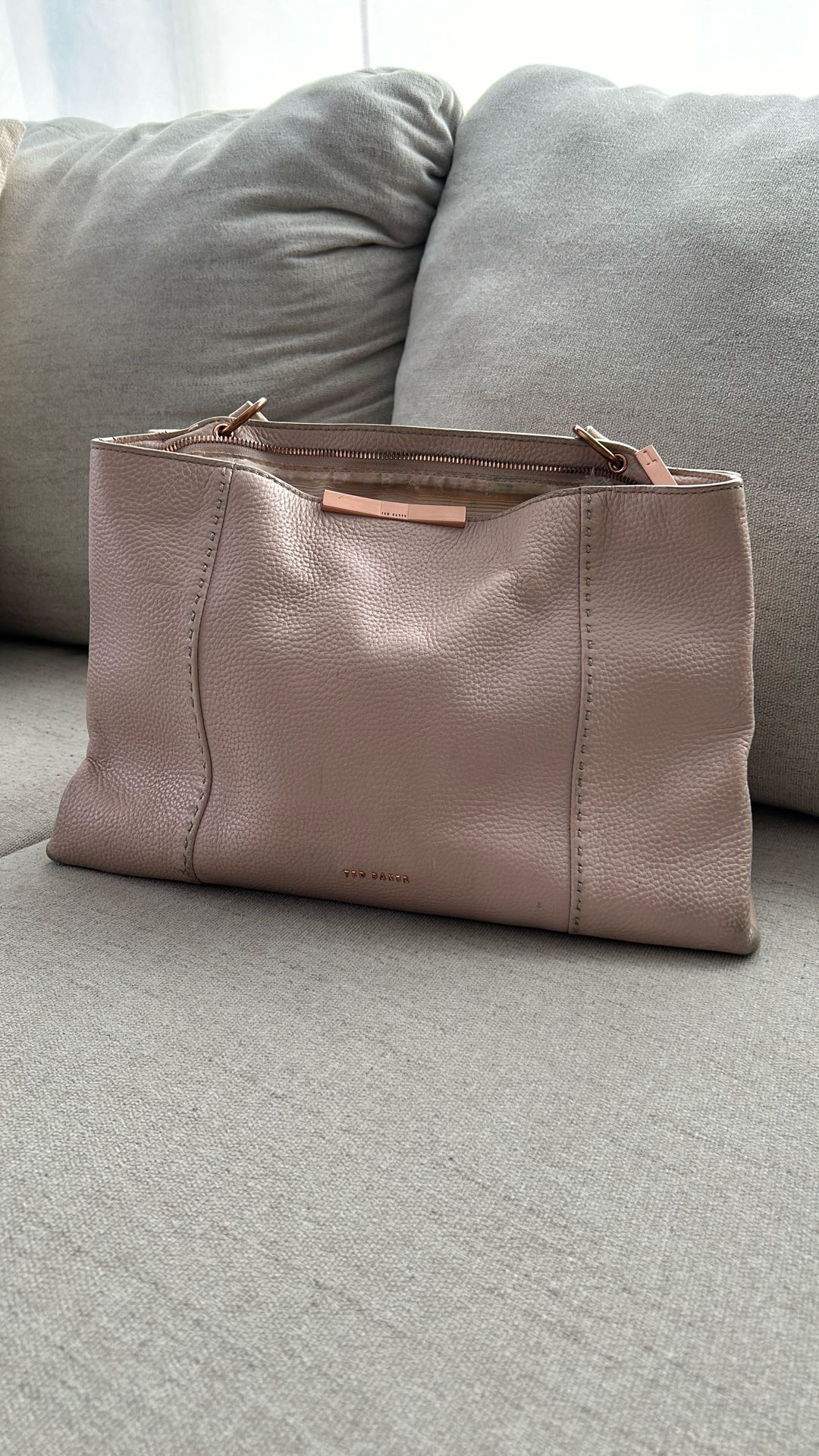Ted Baker Clarkia Leather Shopper Tote Shoulder Bag Light Pink
