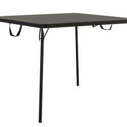 COSCO 38.5" Square Fold-in-Half Card Table with Handle, Wheelchair Accessible, Black
