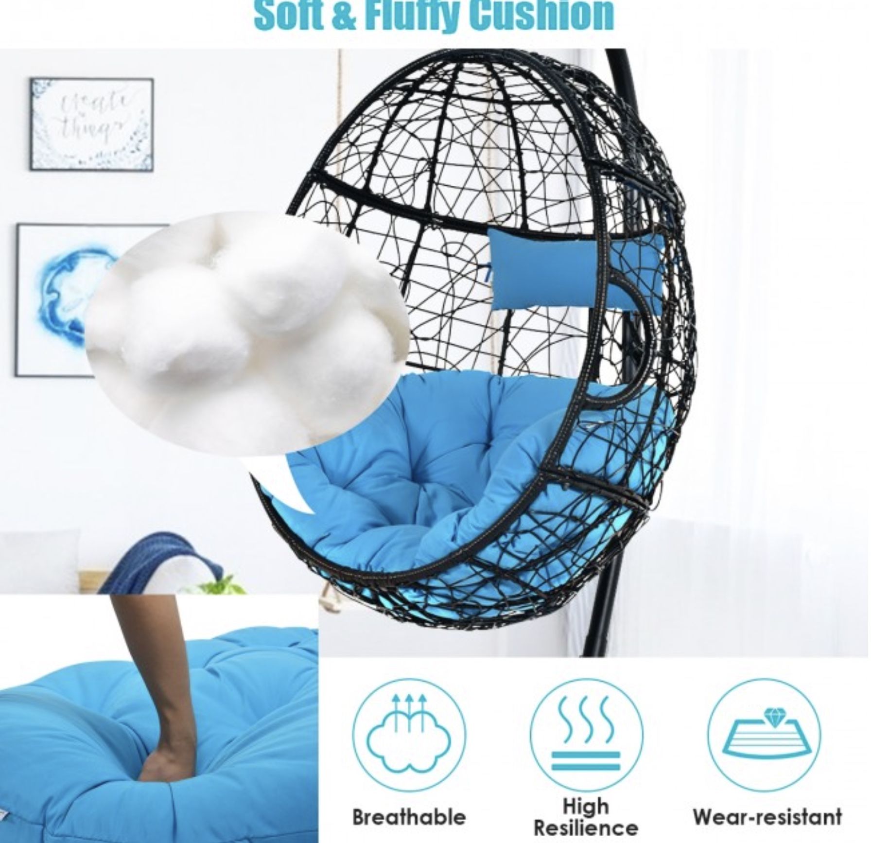 Patio Hanging Hammock Chair With Stand For Deck Poolside Garden