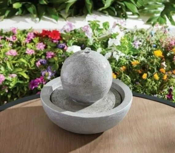 Better Homes & Gardens 12''D Outdoor Resin Grey Tabletop Fountain