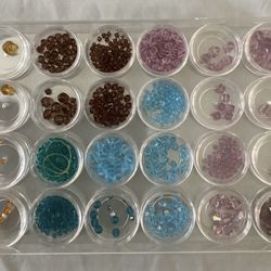 Jewelry Making Crystal Beads Lt Purple/Blue/Brown/Asst Czech/Swarovski Assorted Sizes in Plastic Storage 