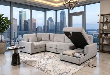 New Gray Oversized Sectional with Storage