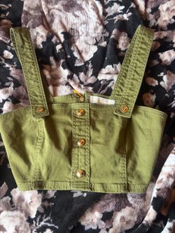Michael Kors Olive Green Denim Crop Top