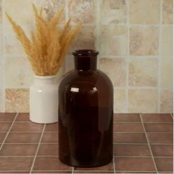 Amber Short Neck Glass Vase