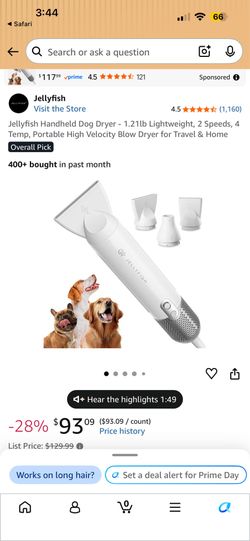Jellyfish handheld pet dryer - new