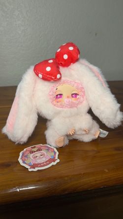 Kawaii Bunny Plush Doll with Bow and key chain ring