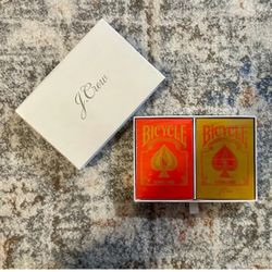 NIB J. Crew Bicycle Playing Cards VIP Set Red & Gold Packs Sealed,New