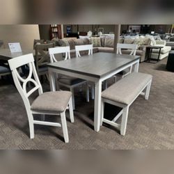 white 6pc dining table set