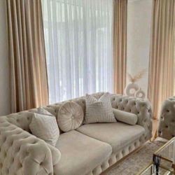 🔸 Light Color Cream Contemporary Comfort Sofa Loveseat Chair Set | Living Room Set 🌟 Showroom Available ✅