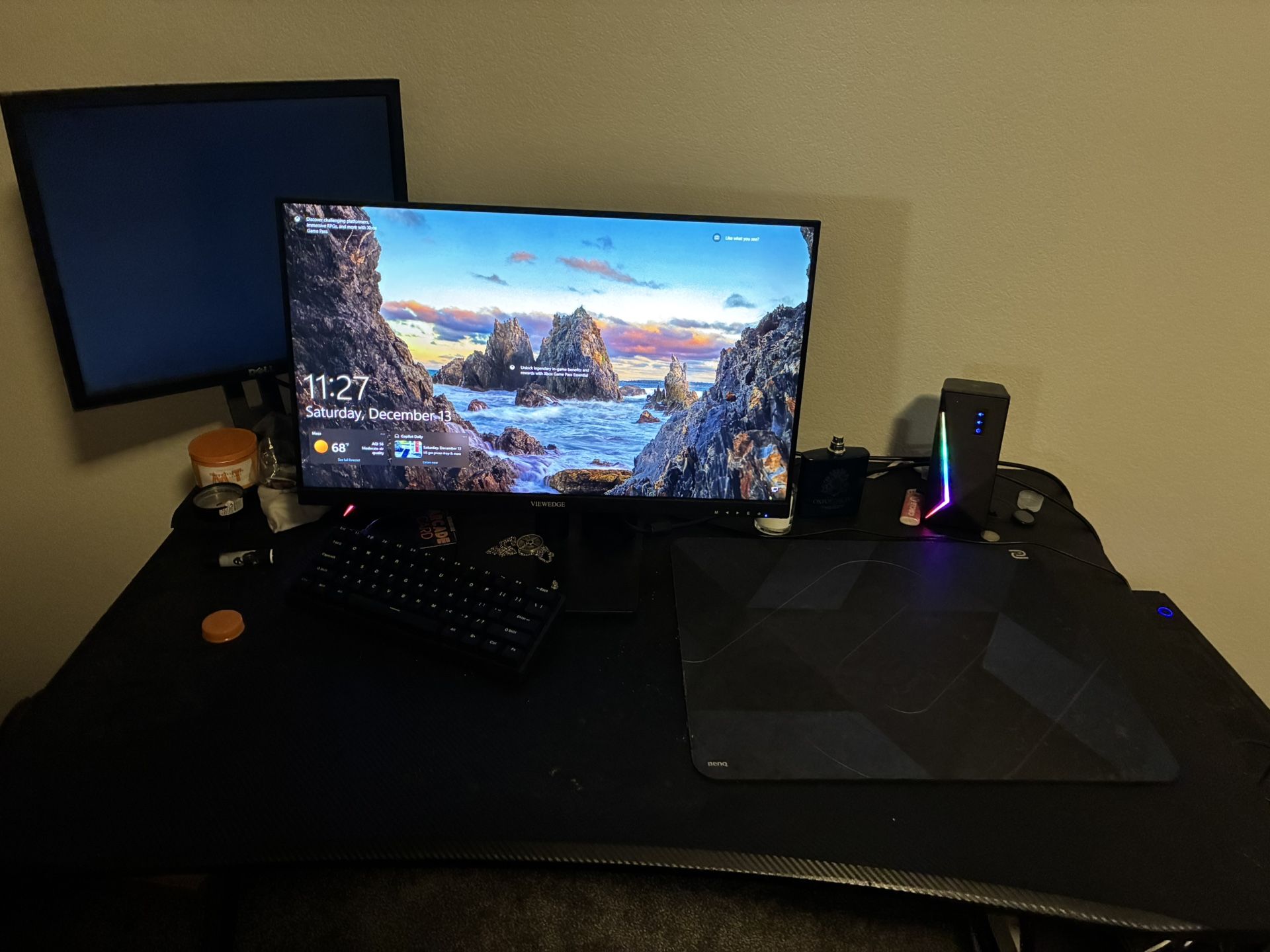 Gaming PC with monitors and keyboard