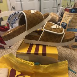 Gucci/ Adidas Slides Sz 12 ( Gucci) New In Box 