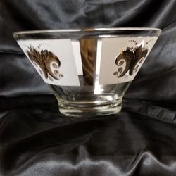 Antique crystal bowl with etching and gold