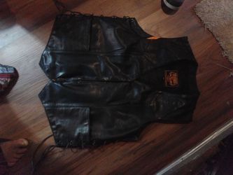 black leather vest.