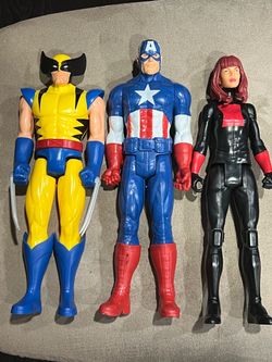 Marvel Action 12” titan Figures - Wolverine, Captain America, Black Widow