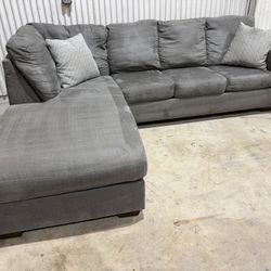 Gray Sectional Sofa Couch - Chaise Lounge - 2pcs - Cleaned & Comfy - Ashley - Delivery Available 