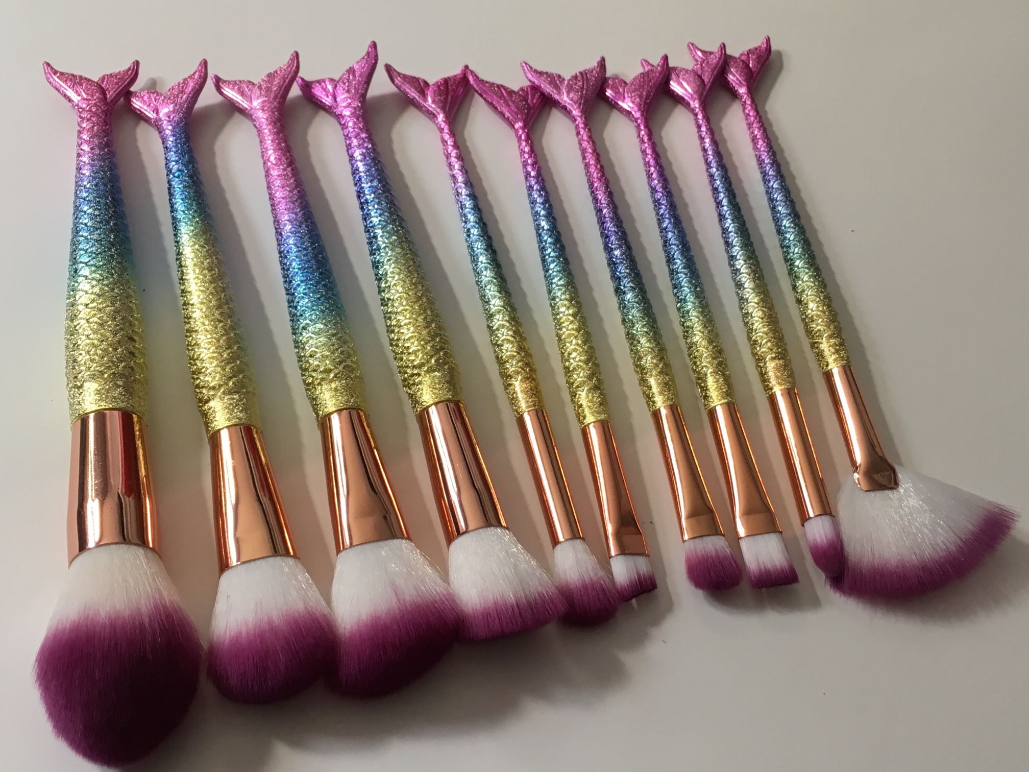 10 Pcs Mermaid Makeup Brush Set 