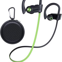 IPX7 Waterproof Bluetooth 5.3 Headphones with 16Hrs Playtime Stereo Bass Headsets with Mic Running Headphones with Earhooks