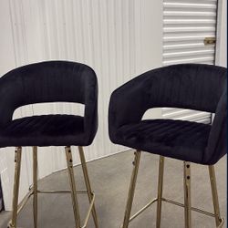 Black (velvet) and gold Non Adjustable bar stools