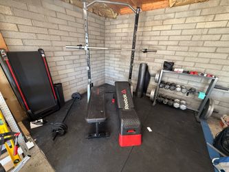 Home gym - power rack, walking pad, body pump set, mats and more
