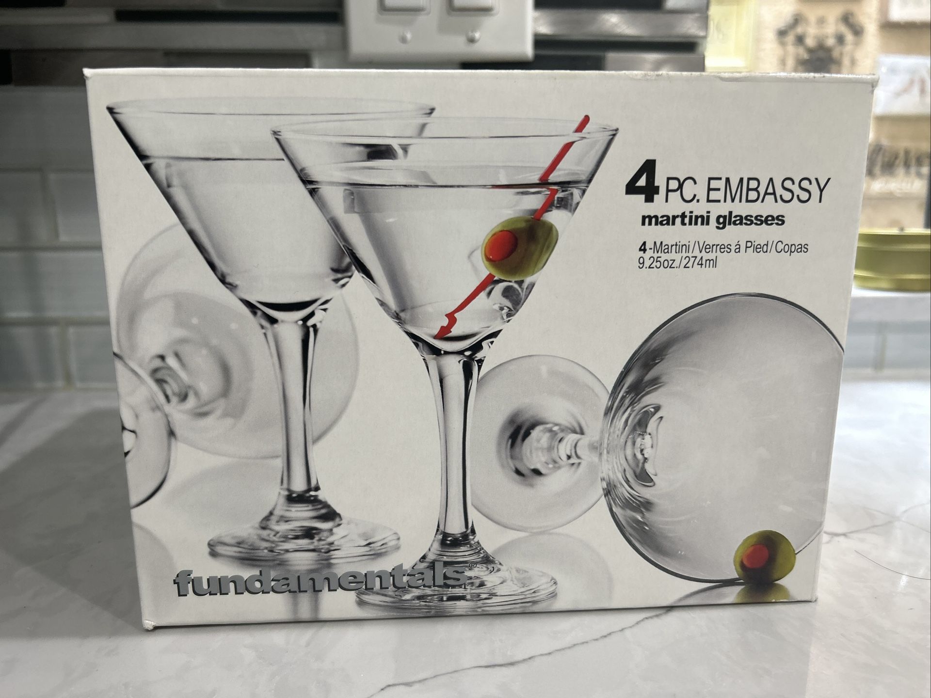 4pc Fundamentals Martini Glasses, 9.25 Ounce – New!
