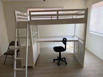 Twin Size Loft Bed (Mattress not Included) with Desk Chair