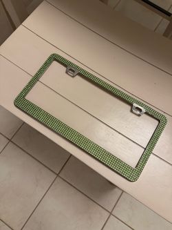 New! Green Rhinestone License Plate Frame