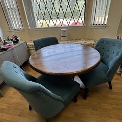 Table (with Leaf) And 3 Velvet Chairs Will Separate 
