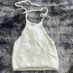 Fuzzy Halter Neck Crop Top