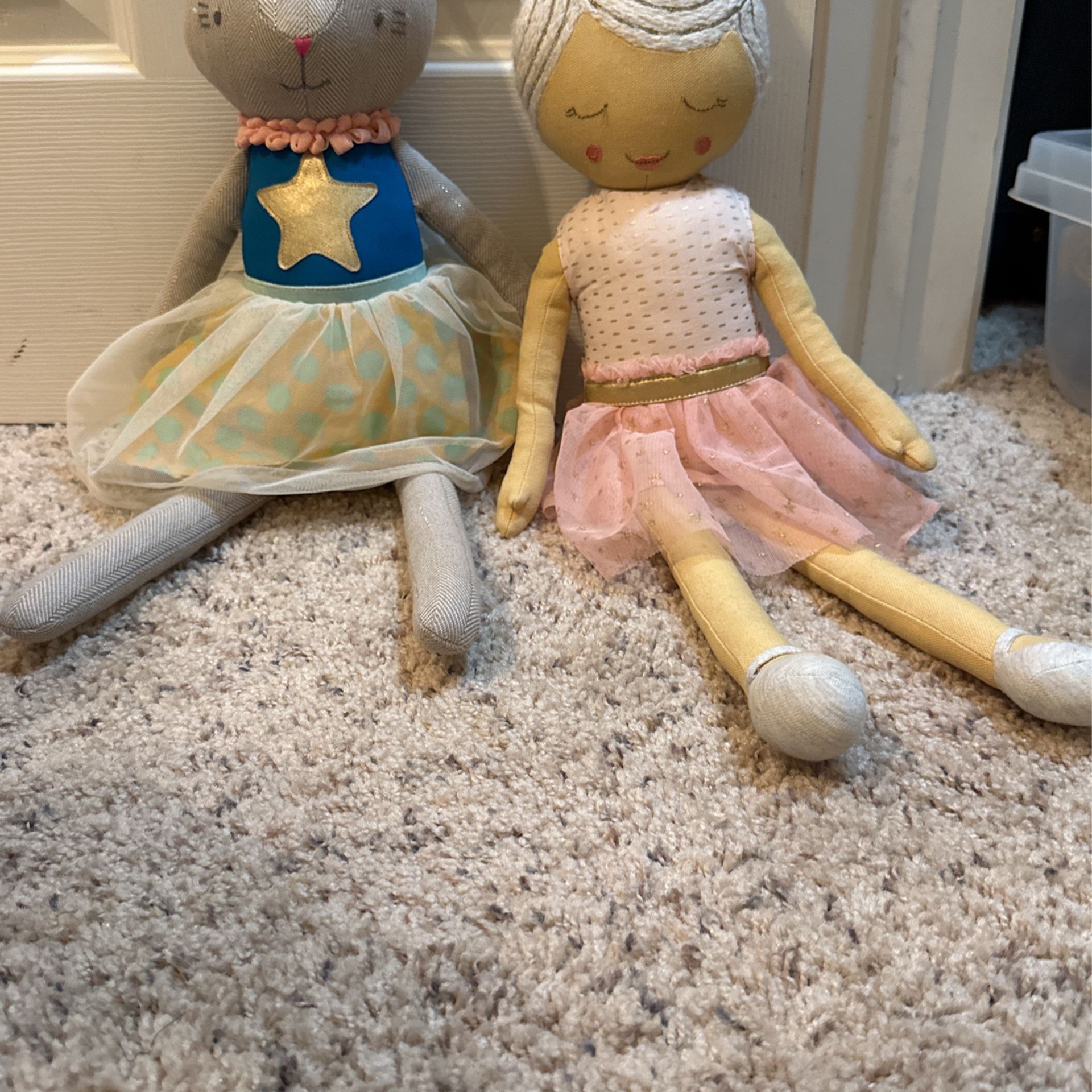Set Of 2  Stuffed Dolls/ Decorative Pillows